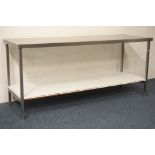Commercial stainless steel two tier preparation table, 197cm x 65cm,