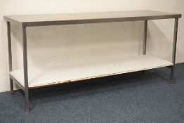 Commercial stainless steel two tier preparation table, 197cm x 65cm,