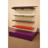 Free standing double sided modular shops display units, with adjustable shelves and fittings,