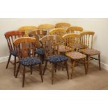 Set four beech farmhouse style dining chairs with upholstered seats and six other farmhouse style