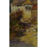 William Gilbert Foster (Staithes Group 1855-1906): Runswick Cottage with Ducks,