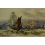 William James Callcott (British 1843-1890): Shipping in the South Bay Scarborough,