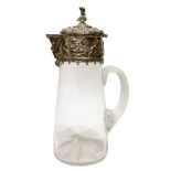 Victorian claret jug the silver-plated mount decorated with putti by Elkington & Co no.