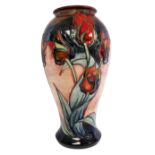 Moorcroft 'Red Tulip' pattern vase designed by Sally Tuffin,