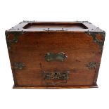 Edwardian oak tambour top smoker's compendium, with single drawer,