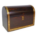 19th century coromandel correspondence box with engraved brass banding Condition Report