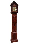 18th century Dutch walnut cased longcase clock, pagoda top hood with fret work frieze,