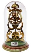 'Thwaites & Reed' brass skeleton clock, striking on the hour on bell,