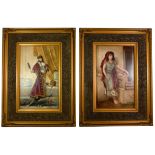 Pair of early 20th century Austrian painted porcelain plaques,