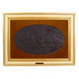 Wedgwood black basalt oval plaque titled 'The Frightened Horse' after George Stubbs,