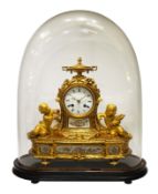 Late 19th century French ormolu mantel clock, decorated with urn pediment,