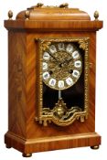 20th century French style inlaid kingwood mantel clock, inlaid with flowers,