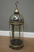 Circular bronze finish glass lantern with dome top, D28cm,
