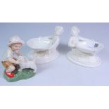 Pair of Royal Worcester blanc de chine figural table salts, no.