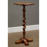 Early 19th century pollard oak wine table, octagonal moulded top,