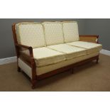 20th century mahogany bergere lounge suite - three seat settee (W164cm),