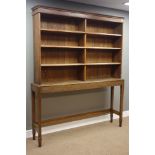 Large 20th century four tier bookcase on stand, W166cm, H201cm,