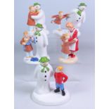 Five Coalport The Snowman figurines; 'Hug for Mum', 'The Adventure Begins', 'All my own Work',