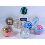 Caithness paperweight 'Steelblue' with box, three other Caithness paperweights,