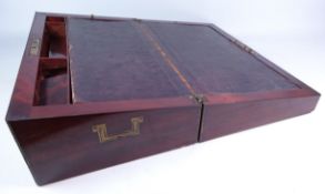 Large Victorian mahogany and brass bound writing slope,