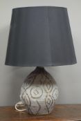 Contemporary studio pottery table lamp with shade,