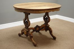 20th century mahogany oval stretcher table,