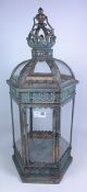 Copper effect glass lantern with carry handle,