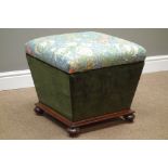 Victorian upholstered, tapering form, on moulded plinth with turned feet,