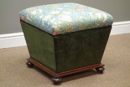 Victorian upholstered, tapering form, on moulded plinth with turned feet,