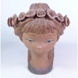 Large Lladro bisque basket, 'Bucolic', modelled as a young girl with wheatsheaf hair and handle,