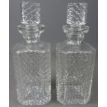 Pair Waterford crystal decanters, of square form,