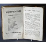 Aesopi Fabulae, c1665, 176 pages, title page stuck to cover,