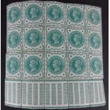 Victorian Stamps - Fifteen block of 1/2d geen with five colour code margin 'stamps'