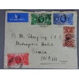 George V Silver Jubilee Cover - 1910-35, 1/2d - 21/2d, (4), Airmail to Simla India,