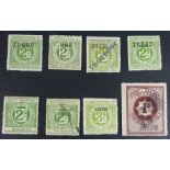 Lancashire Railway 2d green letter Stamps one overstamped Threepence,