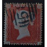 Victorian Stamp - 1d Red/Brown, used, with blue numeral pmk,