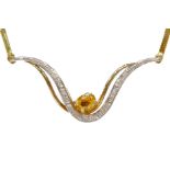 9ct yellow sapphire and diamond gold necklace stamped 375 Condition Report Approx 3.