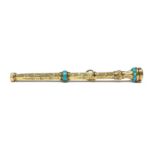 Gold propelling pencil, turquoise set with citrine seal top tested to 9ct approx 4.