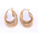 Pair of 9ct gold rope twist ear-rings hallmarked approx 5.