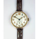 Officer's Rolex wristwatch 9ct gold case by Louis Arnould London 1924 movement stamped R.W.C.