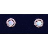 Pair of silver- gilt opal stud ear-rings stamped 925 Condition Report <a