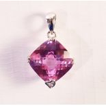 Pink topaz and diamond white gold pendant stamped 375 Condition Report <a