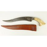 Indo-Persian Knife, curved bone handle, 24.