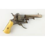 Sml pocket rim fire revolver, probably Belgian with octagonal barrel, stamped star over E,