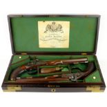 Rare pair of London 40 bore Officer's percussion dueling pistols by Robert Braggs c1830/40, with 9.