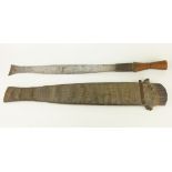 African Seme type knife with carved wooden handle,