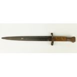 British Bayonet, wooden grip stamped 218, 27cm blade stamped Sanderson crowned VR 8/95,