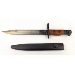 British Bayonet, wooden grip, 20cm part fullered single edge blade stamped 1946,