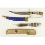 Egyptian Knife with mother of pearl grip and brass guard, 14.