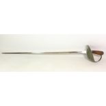 Early 20th century British Cavalry Sword, with domed pommel and chequer wooden grip,